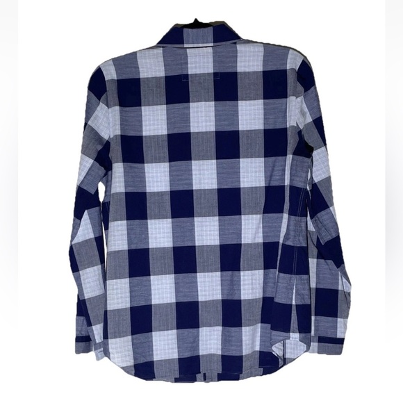 Lafayette 148 Blue Check Long Sleeve Button Down Shirt Sz S Cotton Linen $698 - Picture 6 of 16